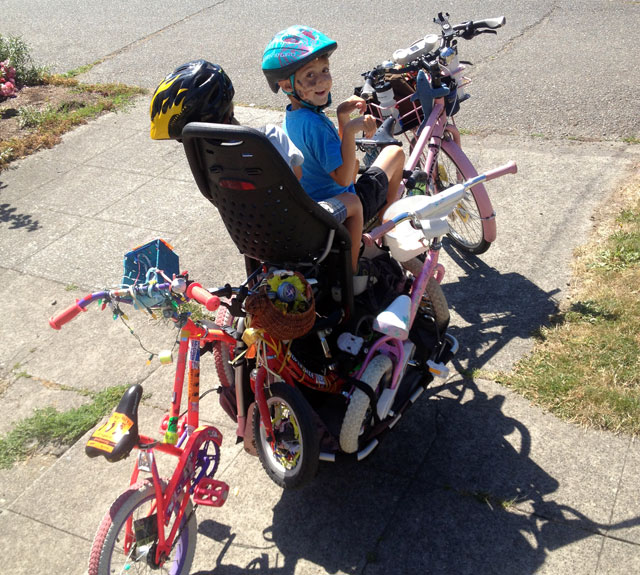 Carrying 3 kiddie bikes